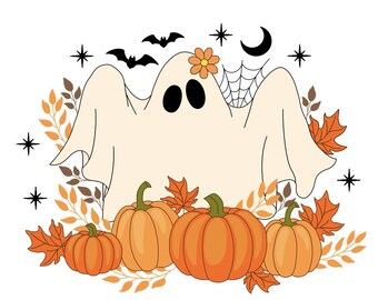 Floral Ghost PNG Halloween Ghost PNG Stay Spooky Ghost PNG Digital Clipart Cute Halloween Design Instant Download Transparent Background