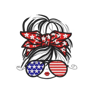 4th Of July Girl Embroidery Design, 5 sizes, Instant Download