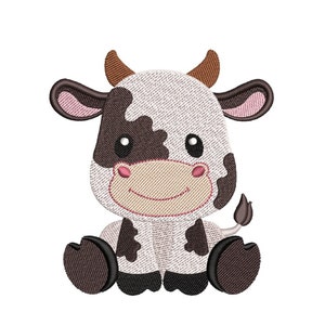 Baby Cow Embroidery Design, Farm Animal Embroidery File, 3 Sizes, Instant Download