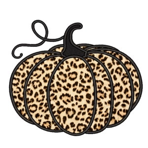 Leopard Pumpkin Applique Embroidery Design, 4 sizes, Instant Download