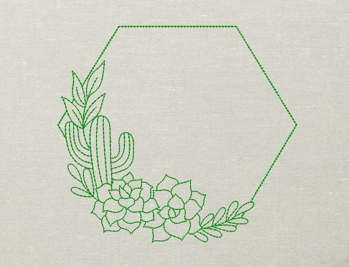 Cactus frame machine embroidery design frame embroidery  etsy