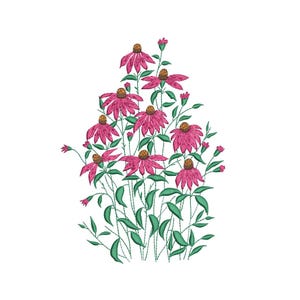 Wildflowers Machine Embroidery Design, 4 sizes, Instant Download