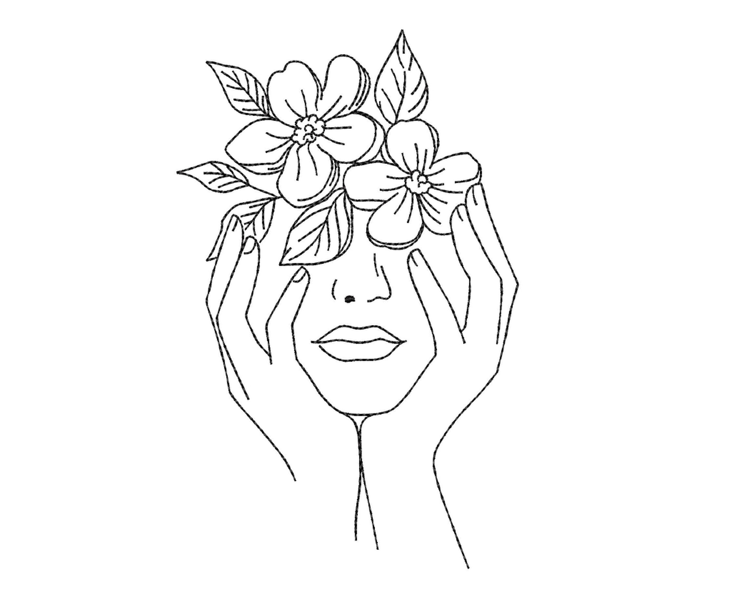 Blumen Gesicht Stickdatei Frauen Stickdatei 6 Größen Sofort Etsy