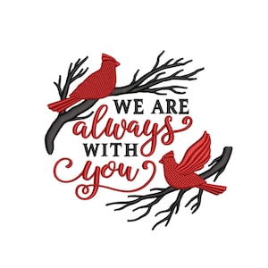Cardinal Embroidery Design, Remembrance Embroidery File, 3 sizes, Instant Download