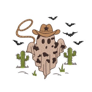 Boo Haw Embroidery Design Halloween Western Cowboy Machine Embroidery File Spooky Country Decor for 4x4 5x7 6x10 Hoop Instant Download