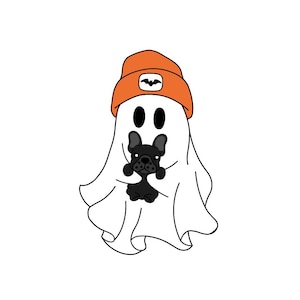Geist mit schwarzem Frenchie Png, Halloween Geist Png, Geist Png, Stay Spooky Png