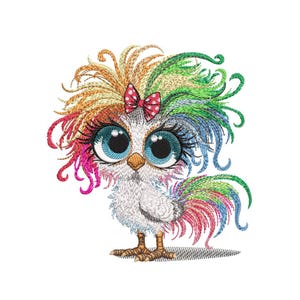 Funny Crazy Chicken Embroidery Design, Cute Chicken Machine Embroidery File, 3 sizes, Instant Download