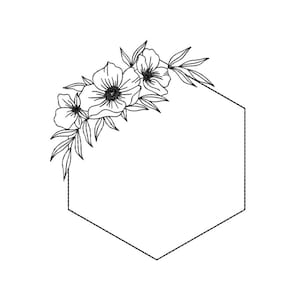 Floral frame embroidery designs, 5 sizes, Instant download