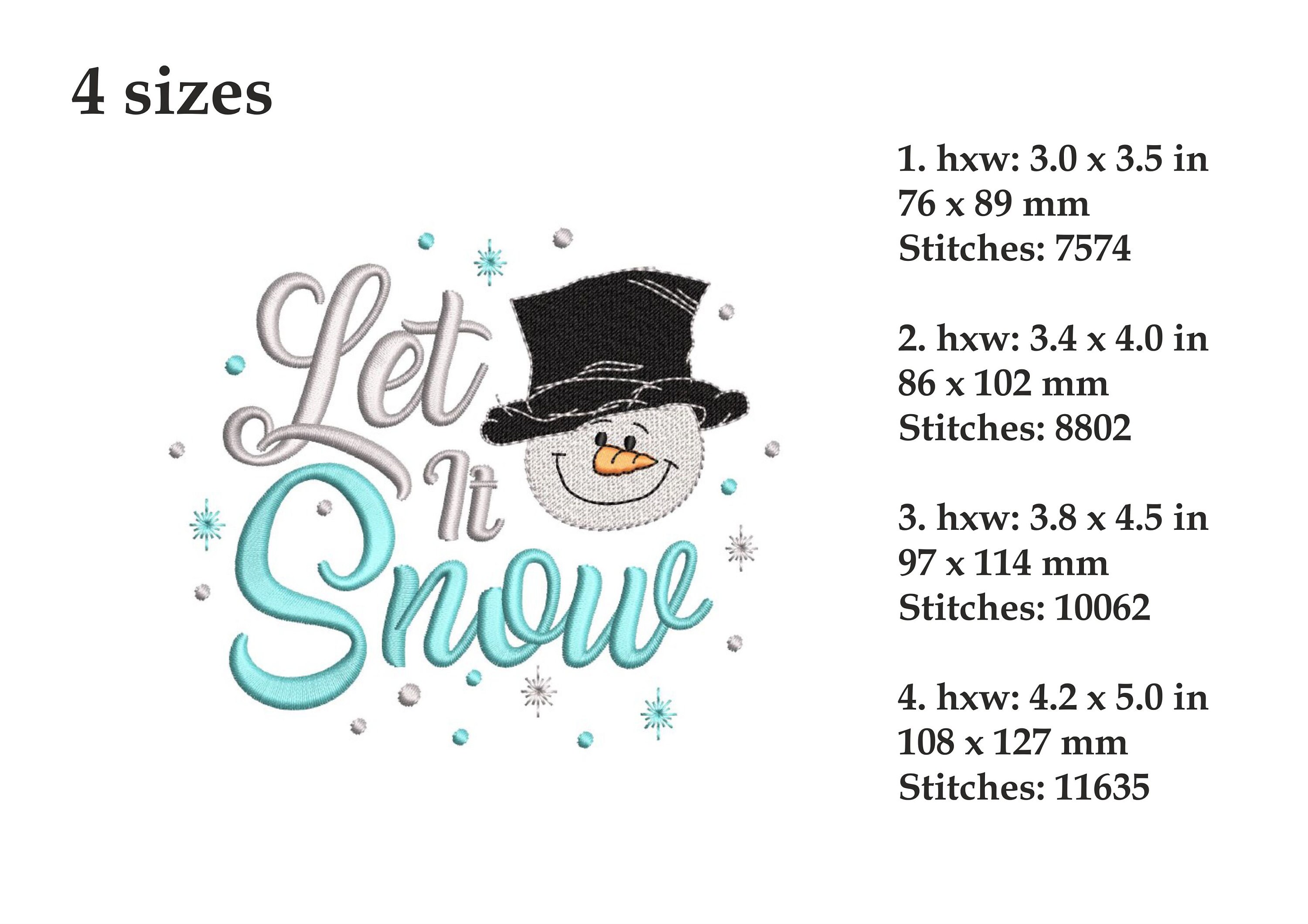 Let It Snow Machine Embroidery Design Snowman Embroidery Etsy