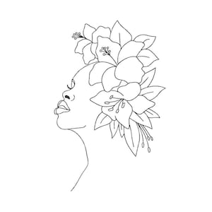 African  Woman Embroidery Design, 5 sizes, Instant download