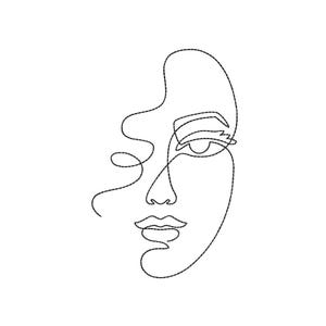 One Line Face Embroidery Design, Women Embroidery File, 6 sizes, Instant download