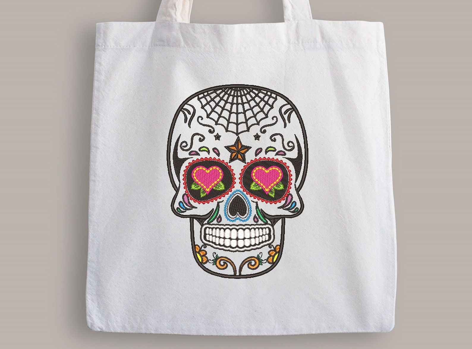 Spider Web Sugar Skull Machine Embroidery Design Mexican - Etsy