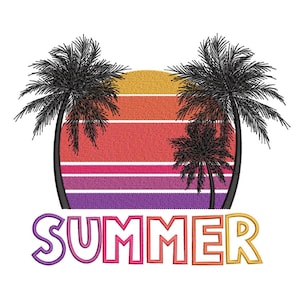 Palm Tree Machine Embroidery Design, Summer Beach Embroidery Design, 4 Sizes, Instant Download