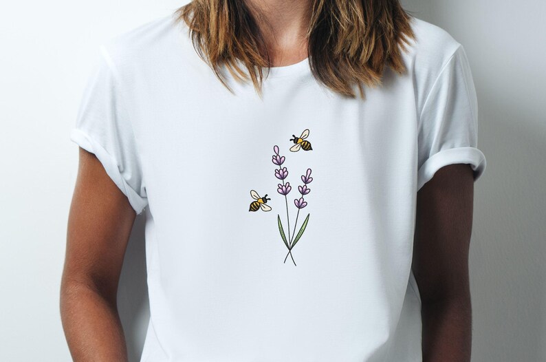 Lavender and Bees Machine Embroidery Design, 5 Sizes, Instant Download ...