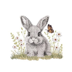 Easter Bunny Embroidery Design, 3 sizes, Instant Download