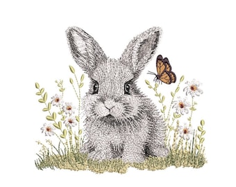 Easter Bunny Embroidery Design, 3 sizes, Instant Download