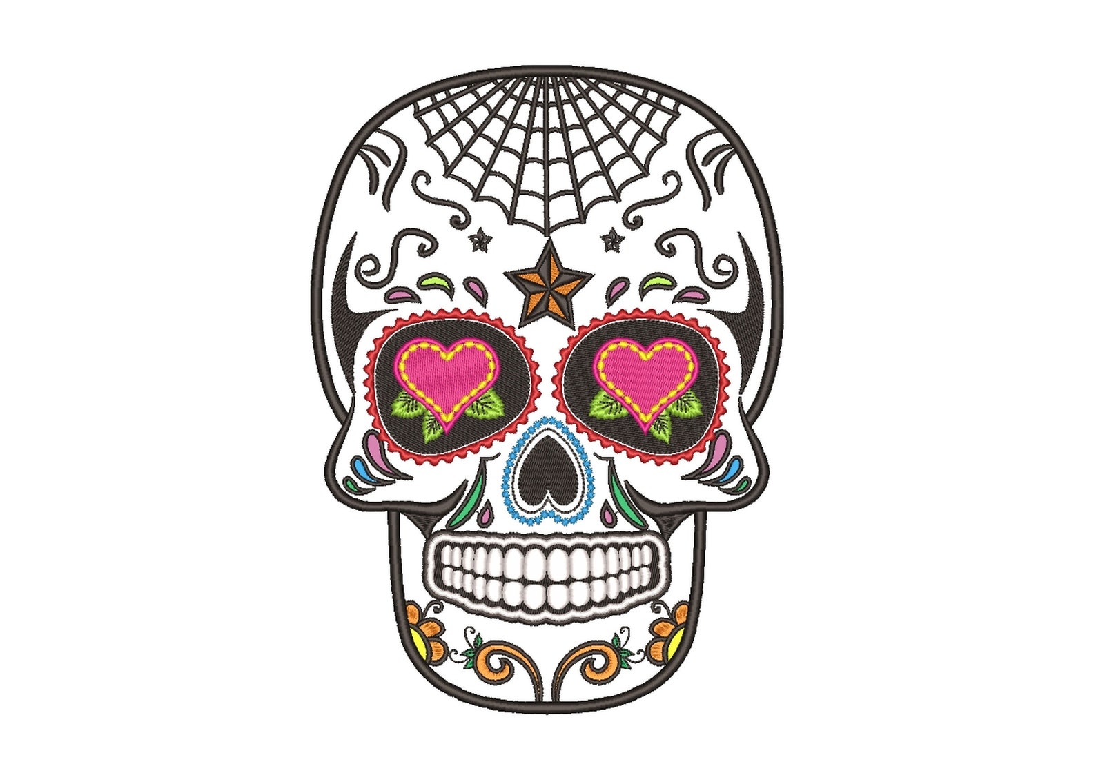 Spider Web Sugar Skull Embroidery Spider Web Sugar Skull Embroidery