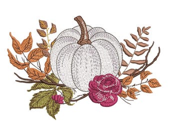 Herbst Kürbis Stickdatei, Herbst Kürbis Stickdatei, 4 Größen, Instant Download
