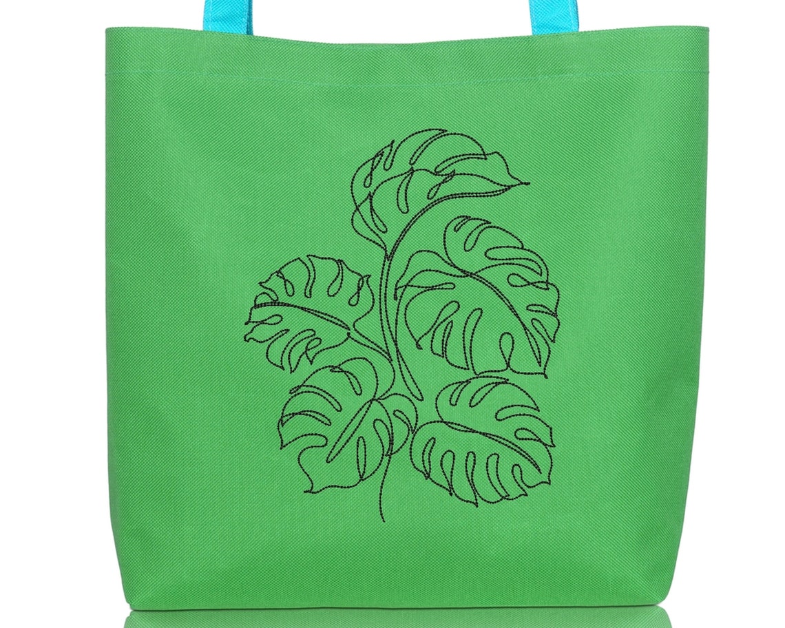 Monstera leaf embroidery design one line art embroidery  etsy