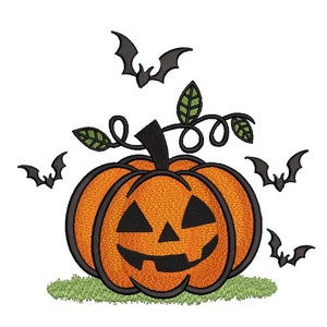 Halloween Pumpkin Machine Embroidery Design, 4 sizes, Instant Download