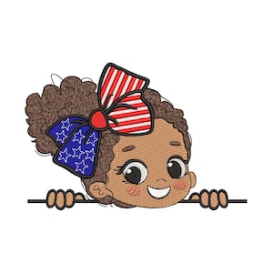 4th Of July Girl Embroidery Design, 3 sizes, Instant Download