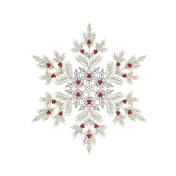Christmas Snowflakes Winter Embroidery Design, 5 sizes, Instant Download