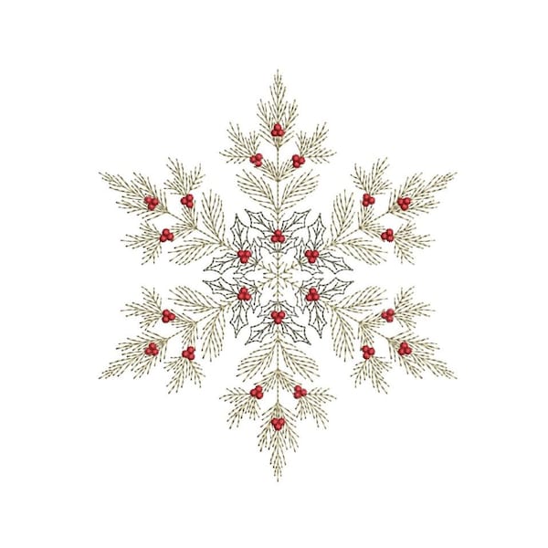 Christmas Snowflakes Winter Embroidery Design, 5 sizes, Instant Download