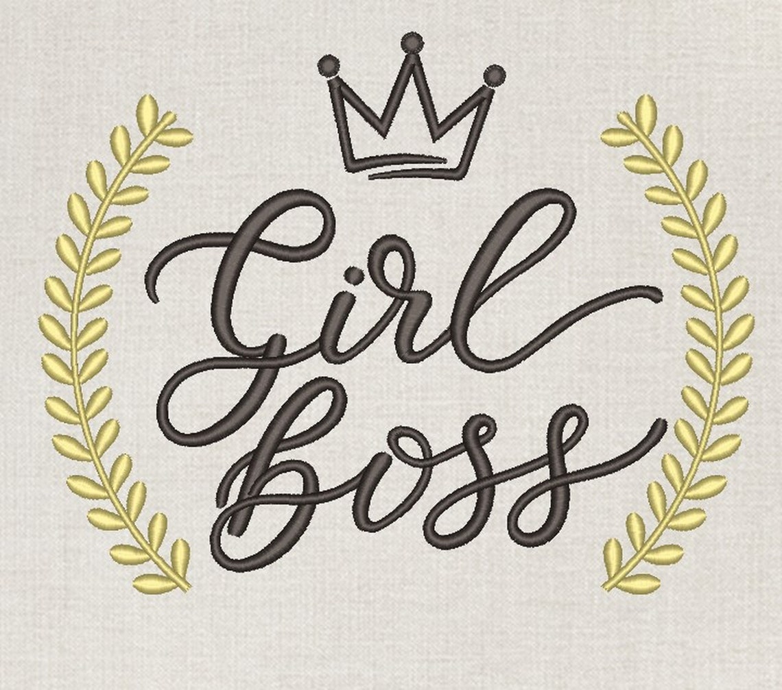 Girl Boss Embroidery Design Crown Embroidery File 4 sizes | Etsy