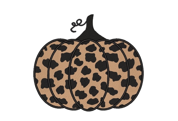 Leopard Pumpkin Embroidery Design, Fall Embroidery File, 4 sizes, Instant Download