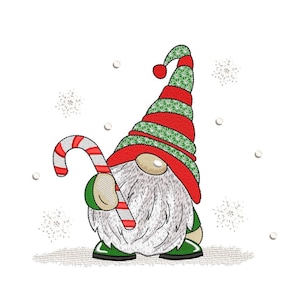Christmas Gnome Embroidery Design Holiday Machine Embroidery File 5x7 6x10 8x8 Inches Instant Download Cute Festive Winter Gnome Pattern