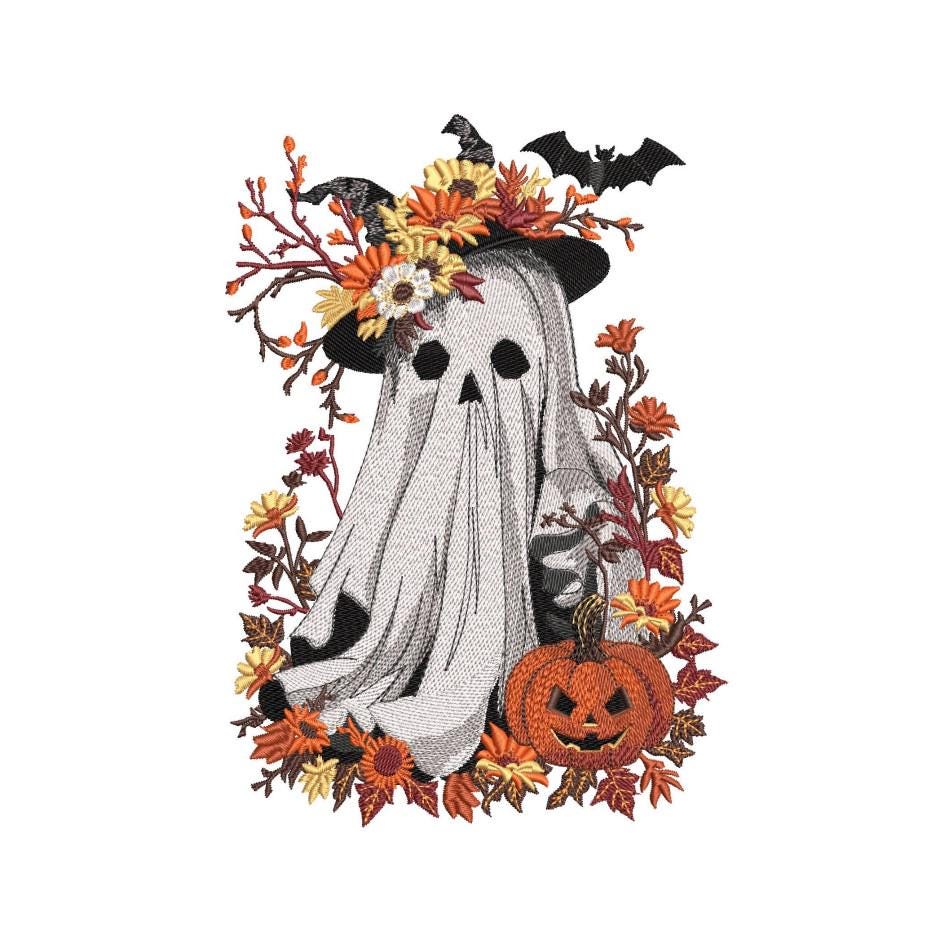 Diseño de bordado de fantasmas, diseño de bordado de Halloween, 3 tamaños, descarga instantánea