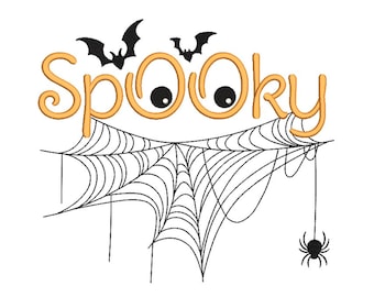 Spooky Embroidery Design, Halloween Embroidery File, 5 sizes, Instant Download