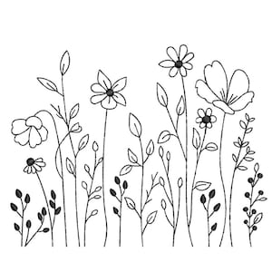 Wildflowers Machine Embroidery Design, 4 sizes, Instant Download