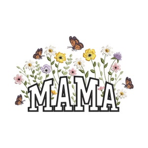 Desenho de bordado Mama Flower, 3 tamanhos, download instantâneo