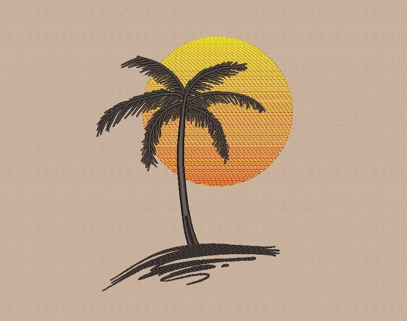 Palm Tree Embroidery Design Summer Embroidery Etsy