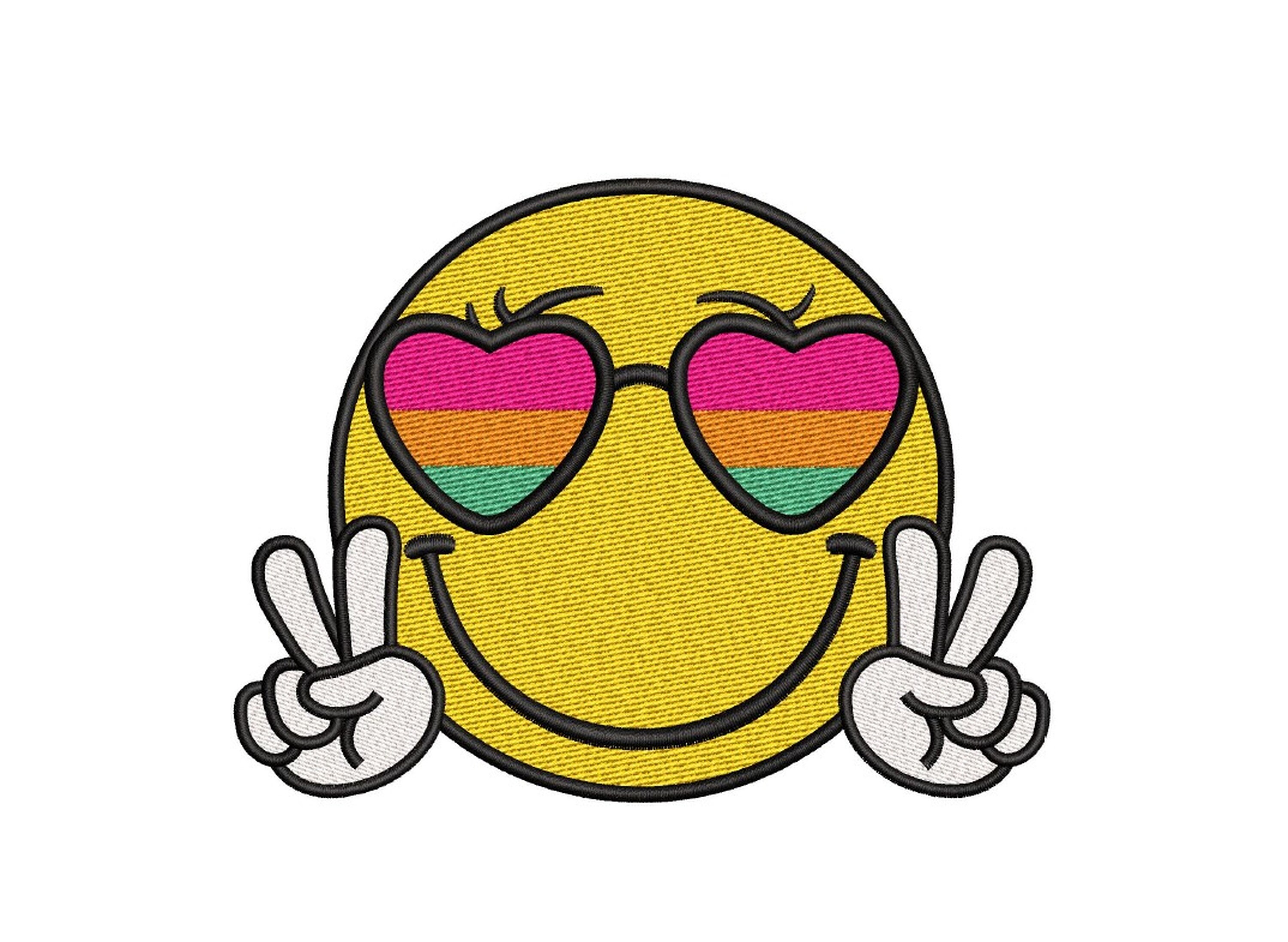 Retro Smile Face Embroidery Design, Trendy Embroidery Design, 3 sizes, Instant Download