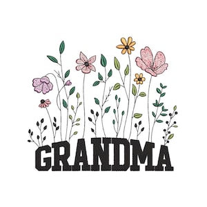 Grandma Flower Embroidery Design, 3 sizes, Instant Download