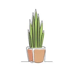 Flower in a pot machine embroidery design,  4 sizes, Instant download