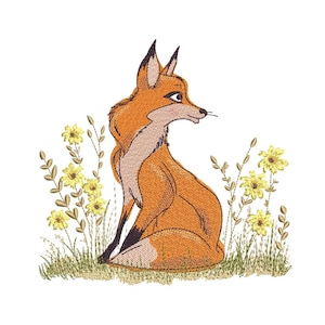 Fox Embroidery Design Woodland Fox Machine Embroidery File Cute Animal Forest Decor for 5x7 6x10 Hoop Instant Download