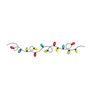 May include: A string of colourful Christmas lights featuring red, green, blue, and yellow bulbs. The lights are strung on a black wire, creating a festive design. Ideal for holiday crafts and decorations.