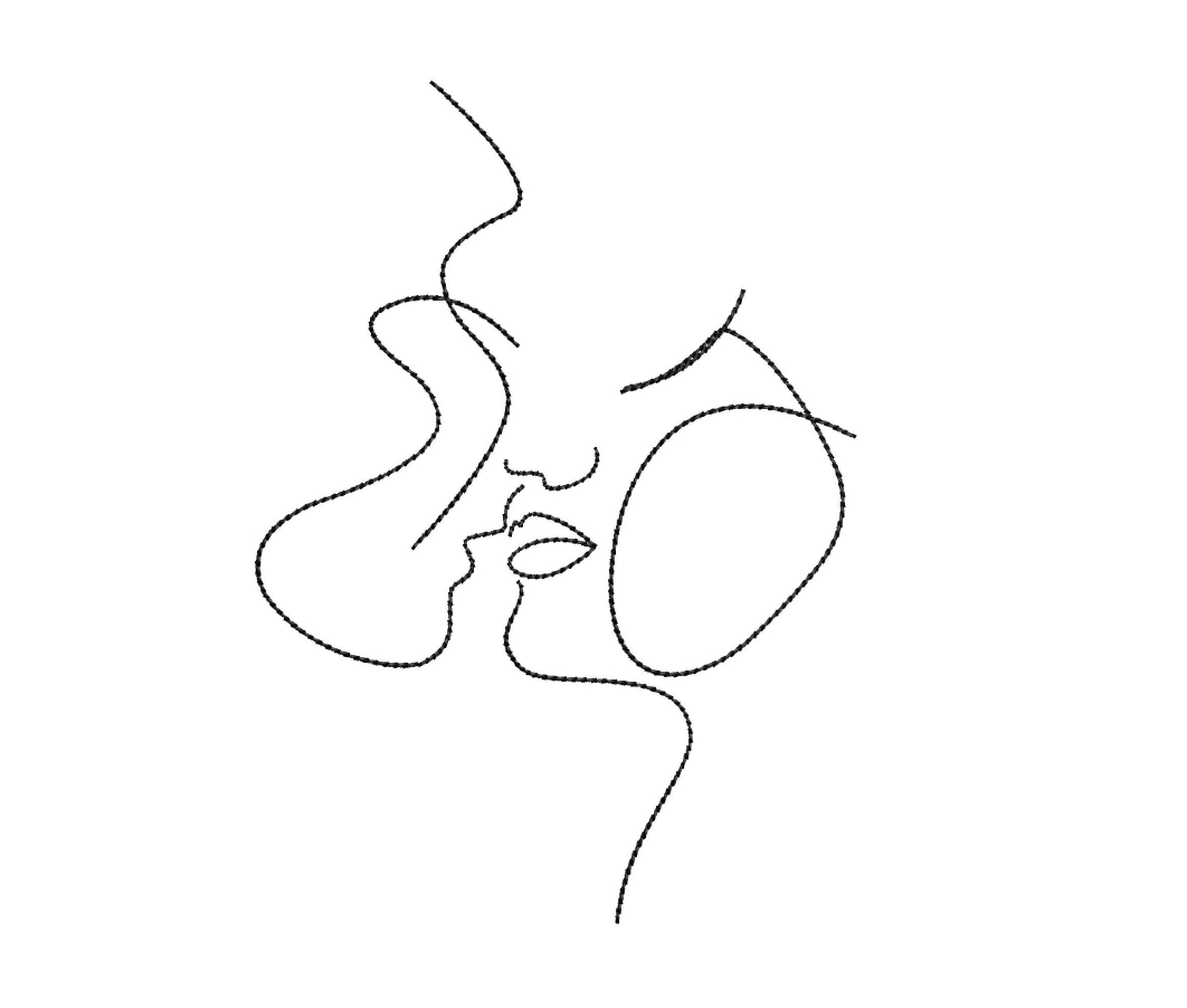 Lovers Machine Embroidery Design Line Art Embroidery Design Etsy