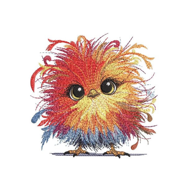 Divertido diseño de bordado de pollo loco, lindo archivo de bordado de máquina de pollo, 3 tamaños, descarga instantánea