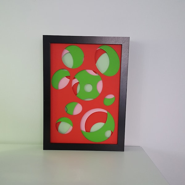 Tableau bubble 3D rouge et vert