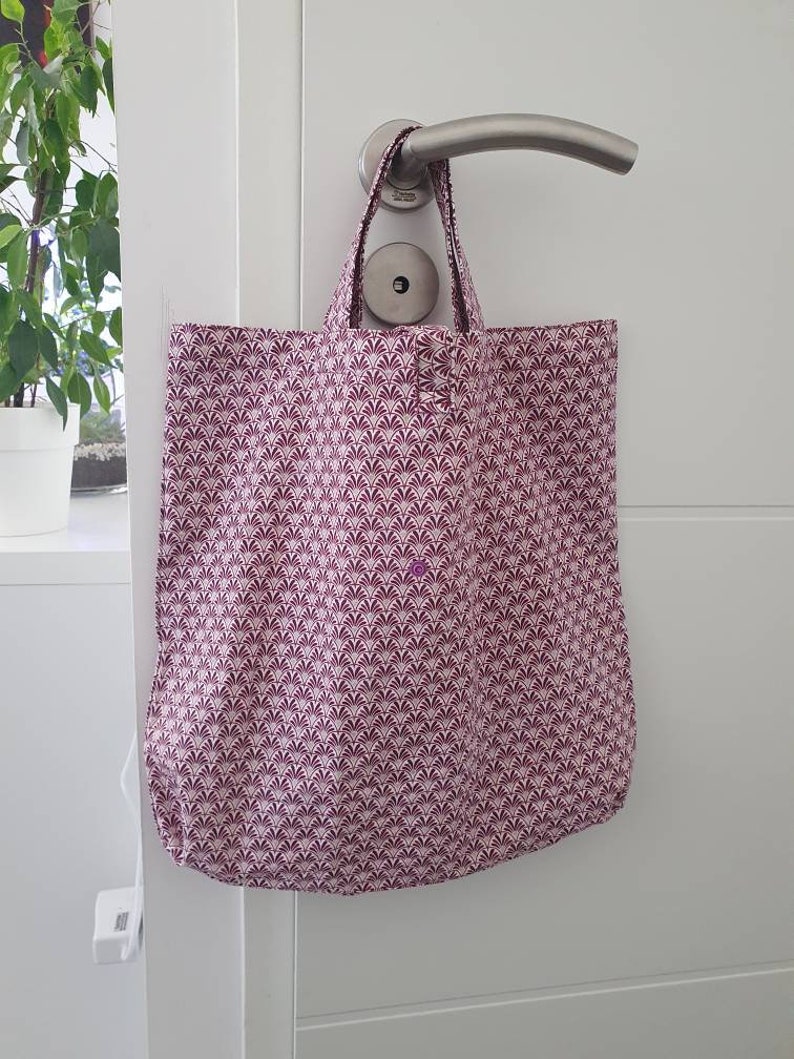 Reusable foldable shopping bag Eventails violets