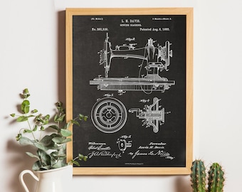 Sewing Machine Patent Print, Sewing Machine Decor, Sewing Machine Art, Sewing Patent, Sewing Print, Sewing Decor, Digital Download