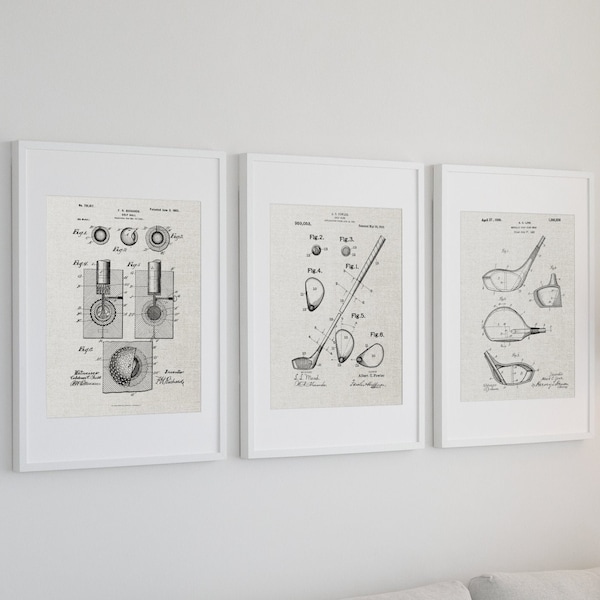 Golf Art, Golf Patent Poster, Golf Patent Art, Digital Downloads, Golf Gift, Golf Print Set