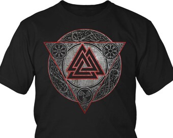 Viking Warrior "Valknut" Custom Printed Shirt, Viking Unisex Shirt, Viking Apparel, Viking Gift, Viking Art, Viking Design, Viking Print