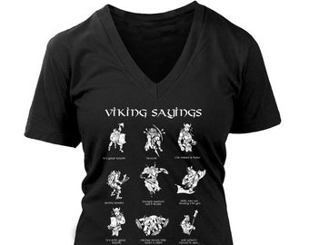 Viking V-Neck, "Viking Sayings" Womens Vneck, Celtic Vneck, Nordic Gift, Nordic Vneck, Viking Art, Viking Custom Print