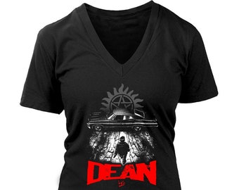 Dean Winchester V-Neck, Supernatural Vneck, Womens Vneck, Supernatural Apparel, Supernatural Art, Supernatural Print, Supernatural Fan