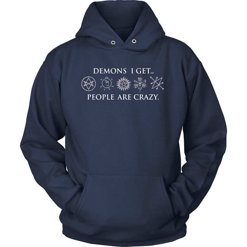 Demons I Get Hoodie, Supernatural Hoodie, Unisex Hoodie, Supernatural, Winchester's, Supernatural Gift, Supernatural Apparel Navy